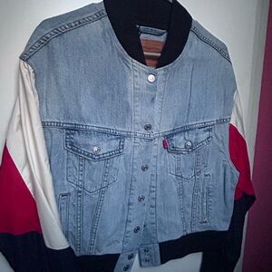 Levi's Denim Jacket with Red and White Accents